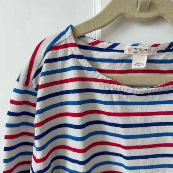 Crewcuts Girls' boatneck T-shirt in star-patch stripe size L (10-11) Long Sleeve - Picture 7 of 9